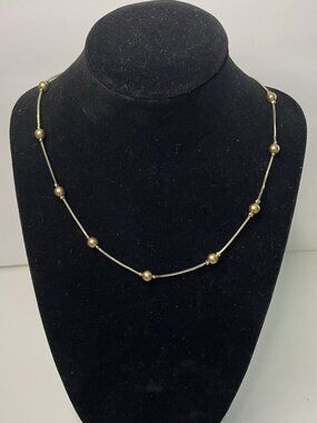 Monet Gold Tone Snake Chain Necklace with Stations Beads